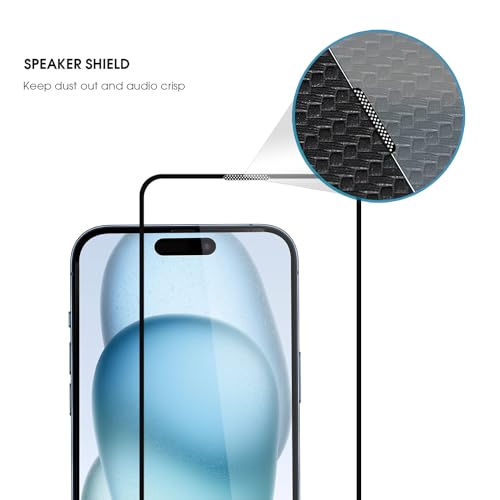 Image of GRIPP Dust-Proof 3D Japanese Tempered Glass Screen Protector for iPhone 15 Plus, iPhone 16 Plus (6.7 inch), Speaker Dust Guard, 3D Curved Edges, Scratch-Resistant, 9H Hardness, Bubble Free