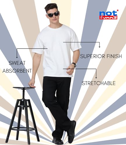 Image of Not Funny 280 GSM Pure Organic Cotton Oversized t Shirts for Men | Drop Shoulder Tshirt for Men & Boys (Available in Black, Blue, Beige,Orange & White)