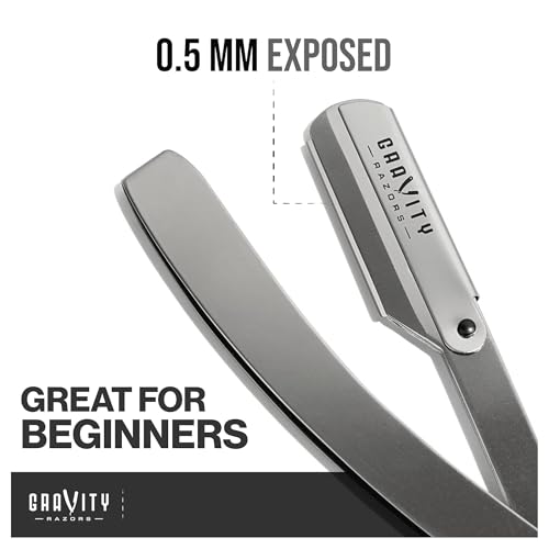 Image of Gravity Razors Professional Straight Razor - Minimal Exposure Straight Razor Kit with 10 Gravity Premium Blades, .5mm Exposed (Chicago)