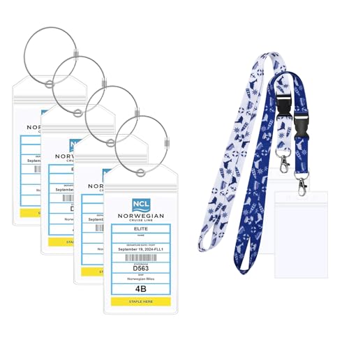 NCL Luggage Tag Holders & Cruise Lanyard Fit for Printed (Not Mailed) Norwegian NCL Cruise Ships & Tags Cruise Essentials 2025 & 2026