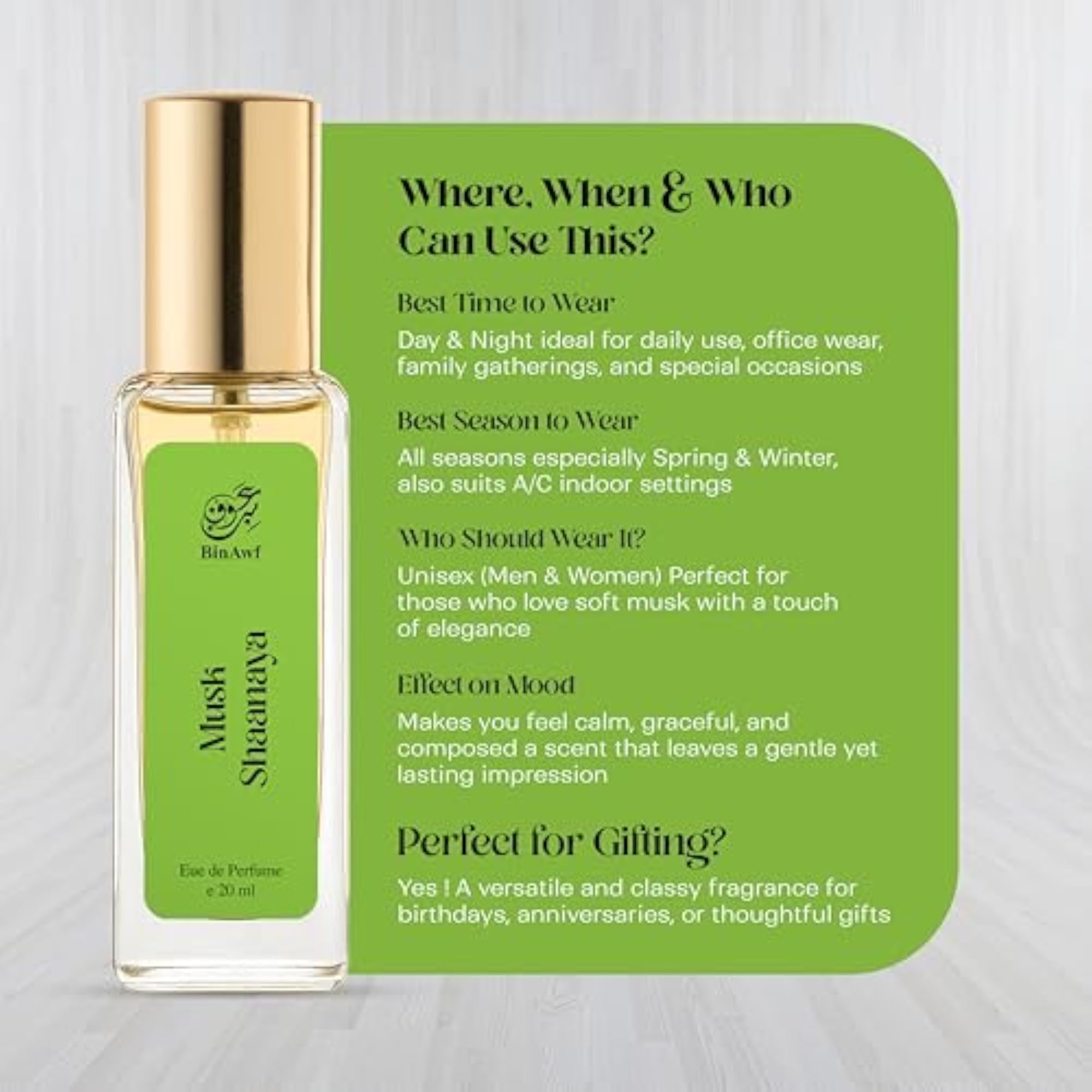 Unisex Shaanaya Musk Eau de Parfum, 20ml