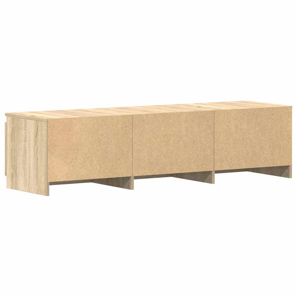 Générique TV-Möbel Eiche Sonoma, 140 x 40 x 35,5 cm, Holz | 2 Türen, 2 offene Fächer, einfach zu montieren, Reinigung mit feuchtem Tuch