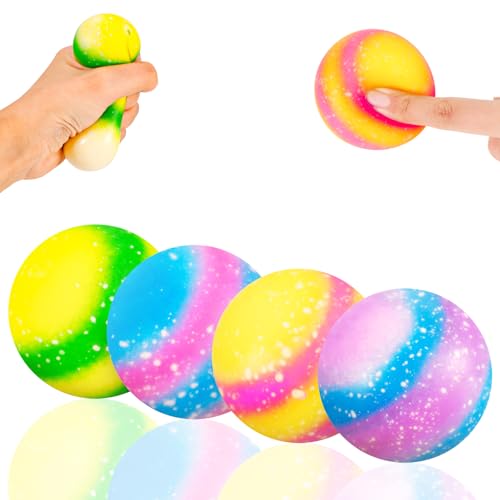 FANTESI 4 PCS Stress Balls for Adults and Kids, Colorful Squeeze Ball for Anxiety Stress Relief, Squishy Fidget Ball Sensory Toys to Relax, Focus, Decompress