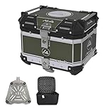 36L/45L/55L Baúl De Aluminio Impermeable para Baul Moto Moto Maleta Moto para Almacenamiento Casco Caja De Motocicleta con Placa De Montaje(Verde,45L)