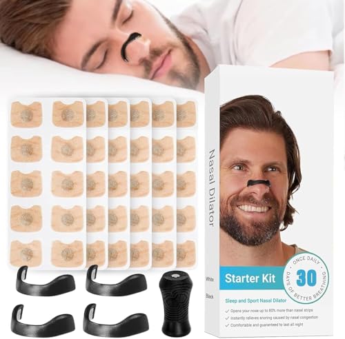 Nasenpflaster Magnet (30 Tage) - Magnetisch gegen Schnarchen Verbessert die Atmung und Sauerstoffversorgung - Anti-Schnarchen Maximaler Halt für Sport und Schlaf Nasal Strips (Schwarz)