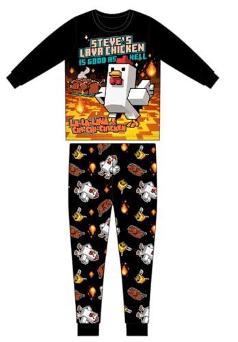 Chitoldeder Steves Lava Chicken Boys Girls Pants Set Kids Game Adventure Tee Shirt 2PCS Long Sleeve Cartoon Monster Clothing Outfit (Black 6-7 Years)