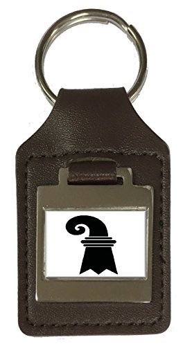 Porte-clés en cuir gravé Basel City en cuir véritable premium