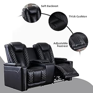 Home theater seating electric power loveseat recliner with usb ports and cup holders breathable faux leather dual recliner with hidden arm storage for living room black  urban country home decor