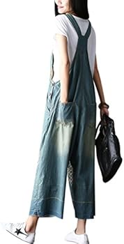 Youlee Dames Zomer Wijde pijpen broek Denim tuinbroek Jumpsuit Broek Style 17 Grey