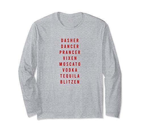 Santa's Reindeer Names Alcohol Adult Christmas Maglia a Manica