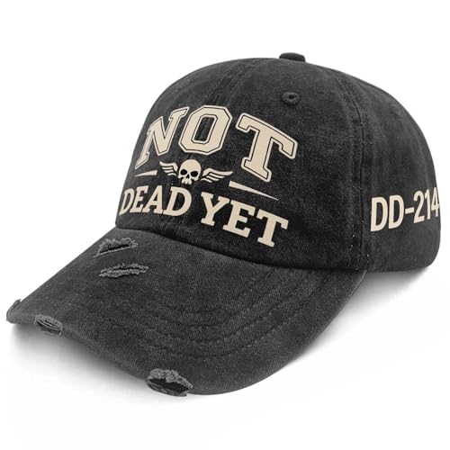 Not Dead Yet Veteran DD-214 Hat Still Not Dead Double-Sided Print Water-Washed Cotton Dark Humor Baseball Cap Gifts for Retired Soldier Dad