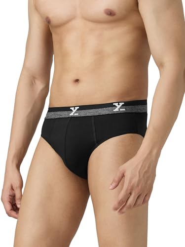 Image of XYXX Men's Aero 100% Super Combed Cotton Regular Fit Solid Anti Bacterial Briefs with No Marks Waistband (Pack of 3)