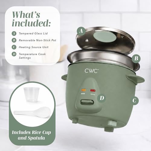 Image of COOK WITH COLOR 6 Cup Rice Cooker 300W - Effortless Cooking and Perfectly, Cooks 3 Cups of Raw Rice for 6 Cups of Cooked Rice, Green