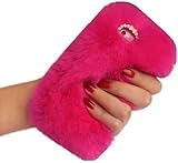 A-Smile@ Case for Iphone 7 Plus / 7S Plus / 8 Plus,Winter Soft Warm Cute Fluffy Furry Cover Rabbit Fur Case with Diamond Crystal Bowknot for Iphone 7 Plus / 7S Plus / 8 Plus (5.5 Inch),(Hot Pink)