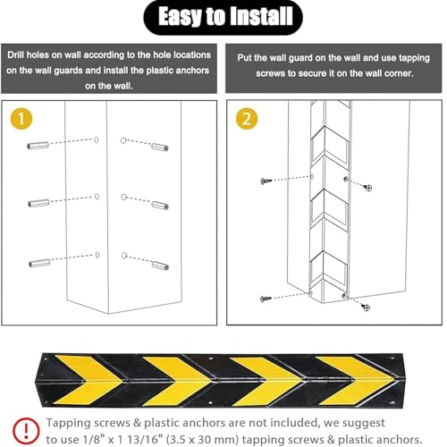 Protezioni angolari riflettenti da parete, a strisce gialle, per garage, parcheggio, magazzino, ufficio, lunghezza 60 cm, migliorano la sicurezza e la visibilità