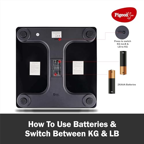 Image of Pigeon Ivory Smart BMI Weighing Machine for Body Weight with 18 Body Parameters Sync with Mobile App, Body fat Analyzer Machine, Weighing Scale with LCD Display, 36 Months Warranty, Black, 180 Kg