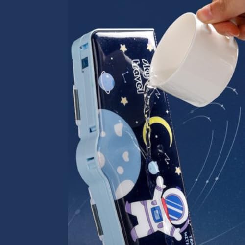 Image of Storio Space Theme Pencil Box for Kids, Boys & Girls, School Pencil Case with Magnetic Lock, Space & Unicorn Themes