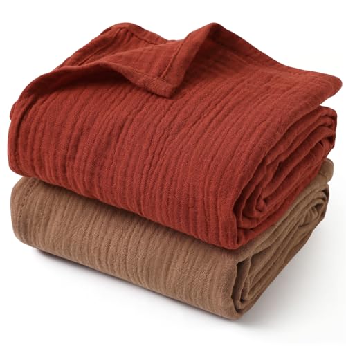 Image of GLLQUEN BABY Muslin Swaddle Blankets for Boy and Girl, 2 Pack Neutral Baby Receiving Blankets, Soft and Breathable Newborn Essentials, Registry & Gift, 40 x 38 inches