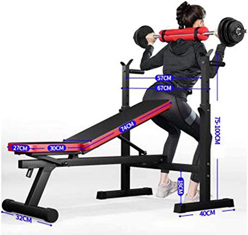 Halterkruk Gewichthefbed Huishoudelijke halterset Plank Opvouwbare bankdrukkruk Fitnessapparatuur Multifunctionele bankdrukstandaard (zwart 104 * 67 * 100cm) - Image 7