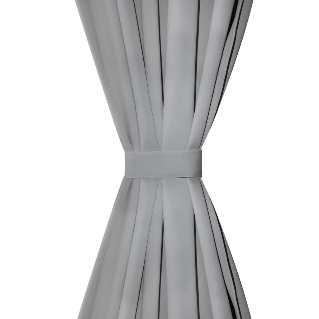 Zasłony z mikrosatyny, zestaw 2 sztuk, szare, 140 x 225 cm, ochrona przed wzrokiem, ochrona przed słońcem, do salonu, sypialni, biura, z uchwytem marszczącym, dekoracja okienna