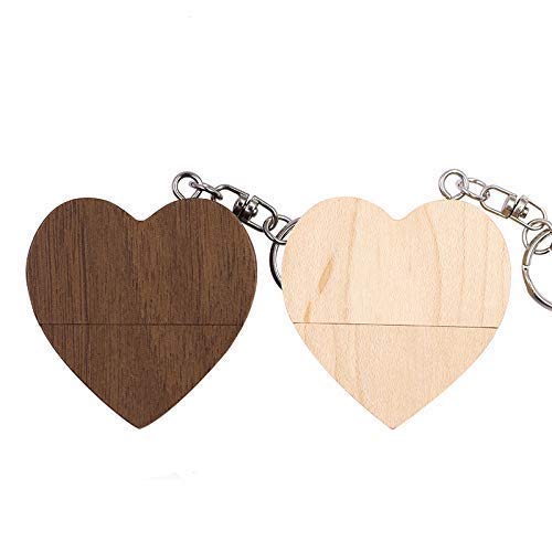 2PCS Heart-Shaped Wood 2.0/3.0 USB Flash Drive USB Disk Memory Stick with Wooden (2.0/2GB, Maple and Walnut)