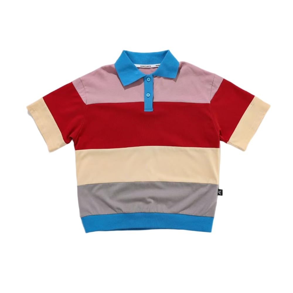 CYBHSM - Camiseta de manga corta a rayas para niños de primavera y verano, para niños medianos y grandes, holgada, informal, para niños