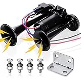 Onimento 12V 600DB Super Loud Dual Electric Air Horns Kit with Compressor Applicablefor Any 12V Vehicles SUV Truck Car Airhorns Horn Loud Motorcycle Trucks Boats Trains Speaker (Black)