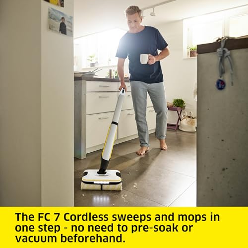 Kärcher FC 7 Electric Floor Cleaner, Cordless Mop, Sanitize Hard Floor Cleaner - Perfect for Laminate, Wood, Tile, LVT, Vinyl & Stone Flooring