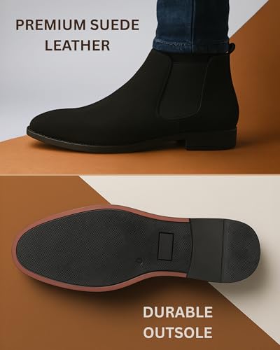 Image of Kraasa Men's Slip On Fashion Chelsea Boots | High Tops, Soft Cushioned Insole, Comfortable Fit, Trendy, Stylish Boots