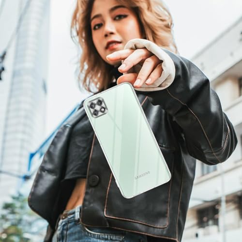 Image of Jkobi Back Cover for Samsung Galaxy A22 5G (Silicone Clear Shockproof Case with Camera Protection | Soft and Flexible | Transparent)