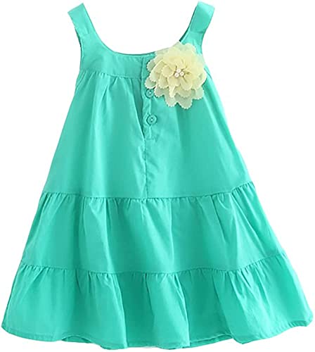 ABALACOCO Toddler Girl Summer Dresses Cotton Short Sleeve Floral Outfit,Casual Multicolor,3Pack for School Casual & Outdoor2