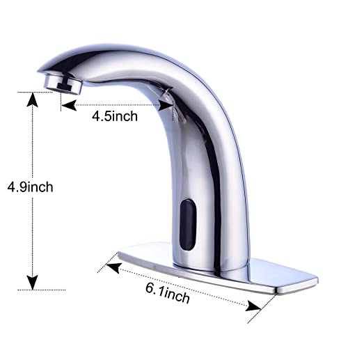 Fyeer Automatic Touchless Bathroom Faucet, Motion Sensor Activated Hands Free Basin Mixer Tap With Deck Plate And Control Box #TOP5