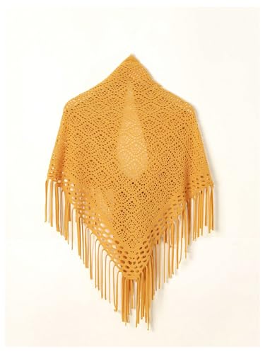 Image of Verdusa Women's Boho Fringe Crochet Shawl Hollow Out Knitted Wrap Cape Cardigan