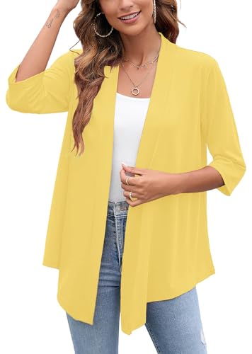 Image of Heymoments Women's Lightweight Open Front Cardigans 3 /4 Sleeve Casual Soft Drape Fall Cardigan S-2XL