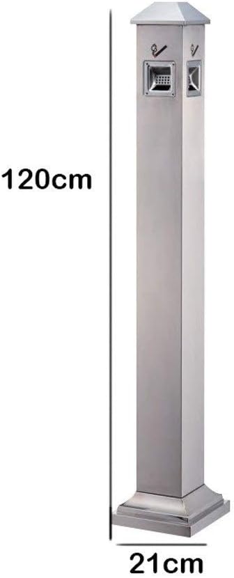 Waste Bins,Rrubbish Bin Trash Can Outdoor Stainless Steel Vertical Trash Can with Ashtray for School Airport Hospital Hotel Kitchen Trash Can/Gray/a