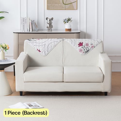 Image of House of Quirk 'Mughal Series' Printed Quilted Sofa Cover for 1 /2 /3 /4 Seater - Anti-Slip, Washable Couch Protector Slipcover (Backrest, Mughal Buta, 50x70 cm)