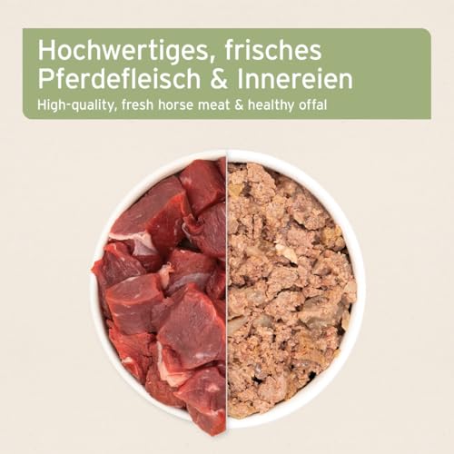 AniForte Hundefutter Nass Pferd Pur 6 x 800g - Naturprodukt für Hunde, Fleisch pur Nassfutter, getreidefrei & glutenfrei, Single Protein Futter