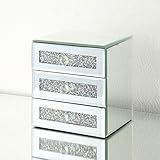MIREO Mirrored Jewlry Box, 3 Drawer Jewelry Organizer for Cosmetic Makeup Storage with Black Suede Decoration Cabinet Storage Chest for Women from Furniture