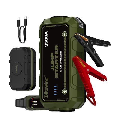 Blitzwing 3500A 12V Heavy Duty Jump Starter, Portable Jump Box Jump Pack Battery Booster for Truck RV 10L Gas 6L Diesel, PD60W Two-Way Fast Charge LED Light, 18M Standby Auto Jumper