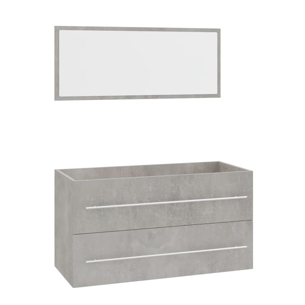 vidaXL Conjunto de Muebles de Baño 3 Piezas Espejo Lavabo Armario Mobiliario Almacenamiento Inferior Aseo Pared Cajones Estantes Gris Hormigón