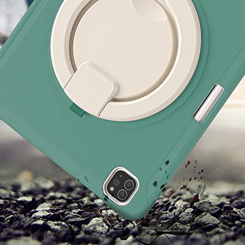 iPad Air 5 Gen/4 Gen 10.9 Inch Case with Handle, Ultra Light and Rugged Case for Kids with Rotating Stand and Pen Holder Dark Green - Image 3