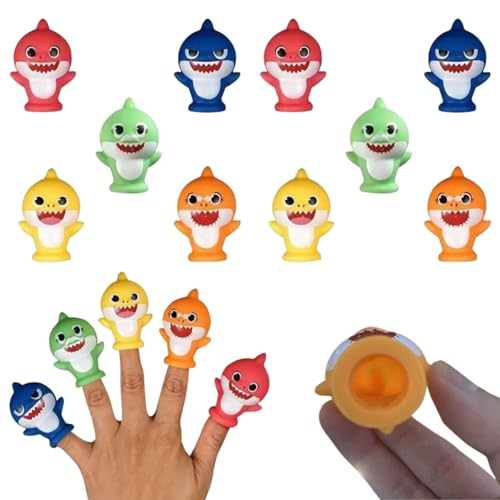 5個入りベビーシャーク おもちゃ パペット 指人形 ぬいぐるみ 教育、入浴玩具、ストーリータイム、ビーチ玩具、ゲームタイム (10個)