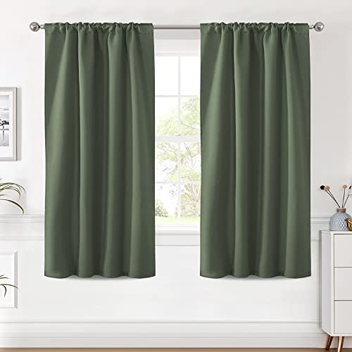 Image of H.VERSAILTEX Blackout Curtains Thermal Insulated Window Treatment Panels Room Darkening Blackout Drapes for Living Room Back Tab /Rod Pocket Bedroom Draperies (2 Panels, Bronze Green, 42 x 63 Inch)