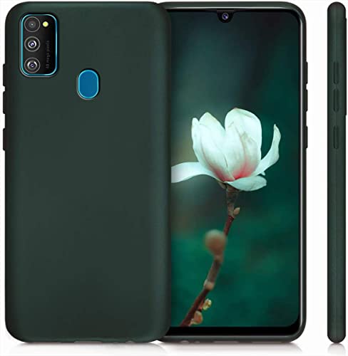 Image of WOW IMAGINE Soft 360 Degree All Sides Protection with Anti Dust Plugs Shockproof Slim Silicone Back Case Cover for Samsung Galaxy M21 / M30s / M21 2021 Edition - Olive Green