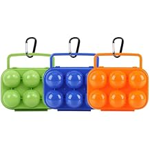 Pack of 3 Plastic Portable Camping Egg Carrier With D Buckle - 6 Eggs Capacity, Kitchen Storage Box, Tray Carriage Dispenser for Refrigerator