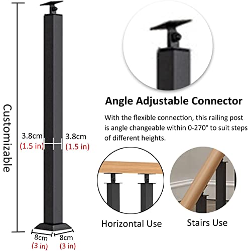 Connecteur réglable de rampe escalier avec fixation sol articulée