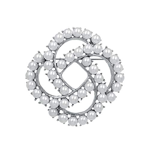 Broche perle fleur argent foncé pour sublimer vos tenues de soirée