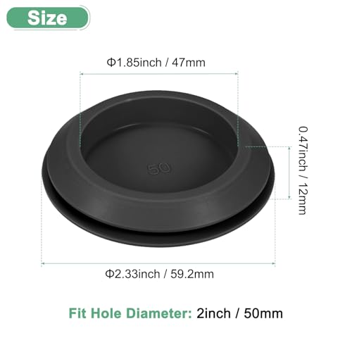 Image of M METERXITY 1-Packs Silicone Hole Plugs, Snap in Locking Hole Plugs for 50mm Hole, Round Hole Rubber Plug Kitchen Bulkheads Waterproof Sealing Plugs [Black]