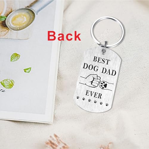 Image of Laluminter Fathers Day Dog Dad Gifts - Best Dog Dad Ever Keychain - I Woof You Gift from Doggy to Daddy
