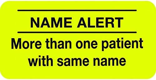 Amazon Com Doctor Stuff File Folder Chart Labels Sy 1338 Name Alert Medical Alert Stickers Yellow Black 2 X 1 252 Per Pack Office Products